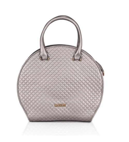 Women's Faux Leather Printed Adjustable Long Belt Handbag (Silver Grey)