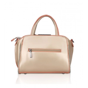 Generic Women's Faux Leather Metal Beads Handbag (Gold)