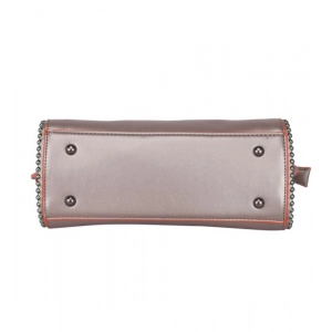 Generic Women's Faux Leather Metal Beads Handbag (Bronze)