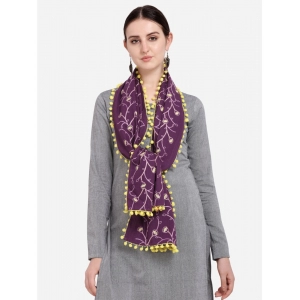 Generic Women's Cotton Embroidered Dupatta (Purple, Length: 0.5 to 1 Mtr)