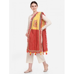 Generic Women's Cotton Embroidered Dupatta (Yellow, Length: 1.5 to 2 Mtr)