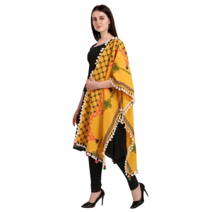 Generic Women's Cotton Embroidered Dupatta (Mustuard, Length: 1.5 to 2 Mtr)