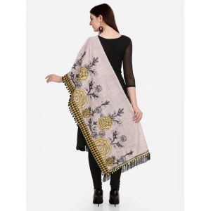 Generic Women's Cotton Embroidered Dupatta (Gray, Length: 1.5 to 2 Mtr)