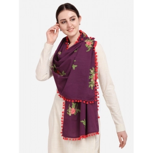 Generic Women's Cotton Embroidered Dupatta (Purple, Length: 0.5 to 1 Mtr)