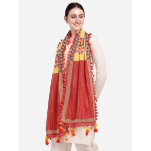 Generic Women's Cotton Embroidered Dupatta (Yellow, Length: 1.5 to 2 Mtr)