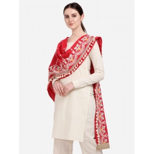 Generic Women's Cotton Embroidered Dupatta (Red, Length: 1.5 to 2 Mtr)