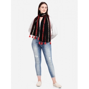 Generic Women's Cotton Opaque Stole (Black , Length: 1.5 to 2 Mtr)