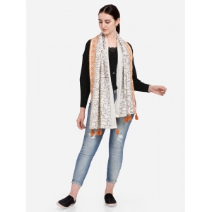 Generic Women's Cotton Opaque Stole (Offwhite , Length: 1.5 to 2 Mtr)