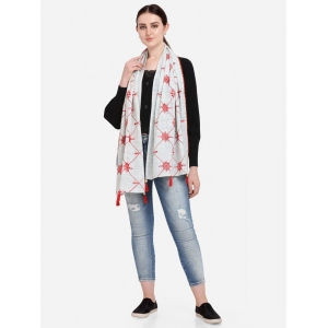 Generic Women's Cotton Opaque Stole (White, Length: 1.5 to 2 Mtr)