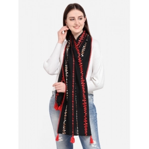 Generic Women's Cotton Opaque Stole (Black , Length: 1.5 to 2 Mtr)