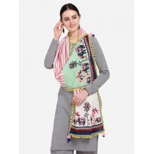 Generic Women's Cotton Embroidered Dupatta (Off White, Length: 1.5 to 2 Mtr)