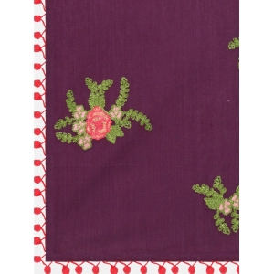 Generic Women's Cotton Embroidered Dupatta (Purple, Length: 0.5 to 1 Mtr)