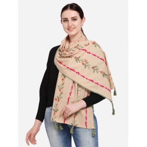 Generic Women's Cotton Opaque Stole (Beige, Length: 1.5 to 2 Mtr)