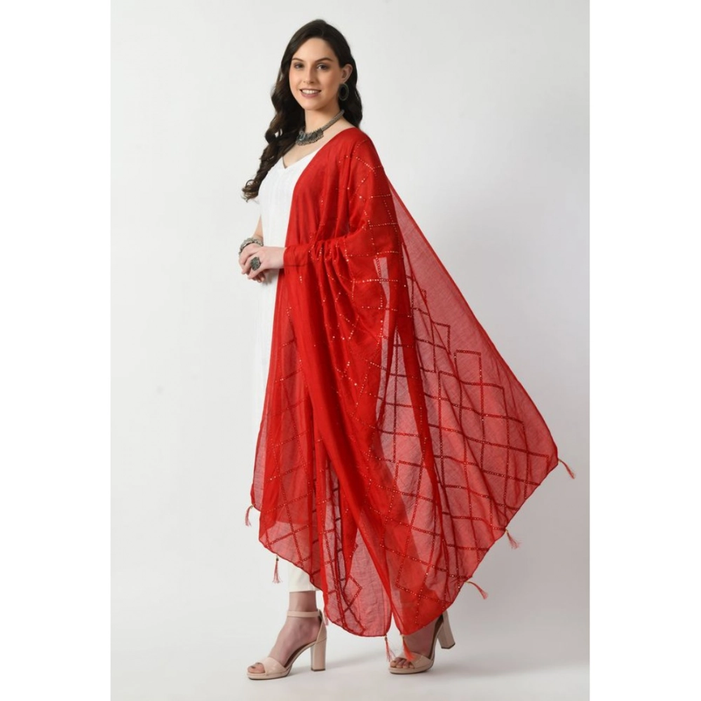 Women's Chanderi Self design Dupatta (Red, Length: Free Size) Women's Chanderi Self design Dupatta (Red, Length: Free Size)