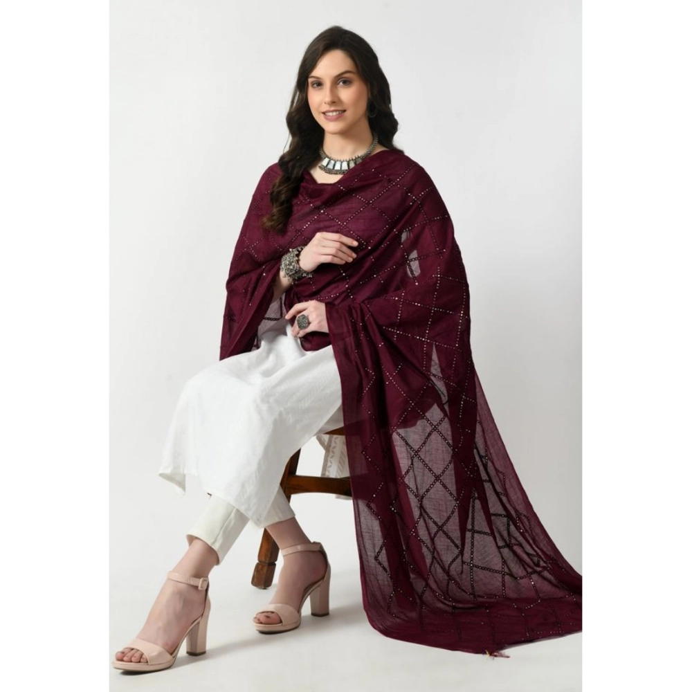 Women's Chanderi Self design Dupatta (Wine, Length: Free Size) Women's Chanderi Self design Dupatta (Wine, Length: Free Size)