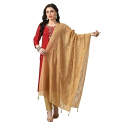 Generic Women's Chanderi Self Degine Dupatta (Gold, Length: Free Size)