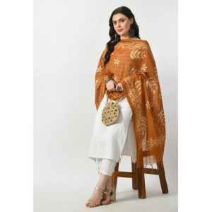 Generic Women's Cotton Printed Dupatta (Rust, Length: Free Size)