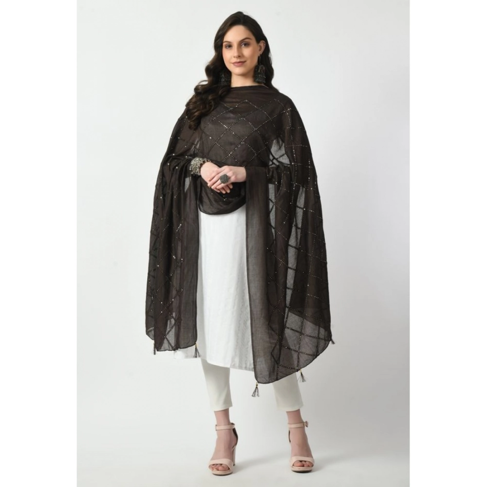 Women's Chanderi Self design Dupatta (Dark Browm, Length: Free Size) Women's Chanderi Self design Dupatta (Dark Browm, Length: Free Size)