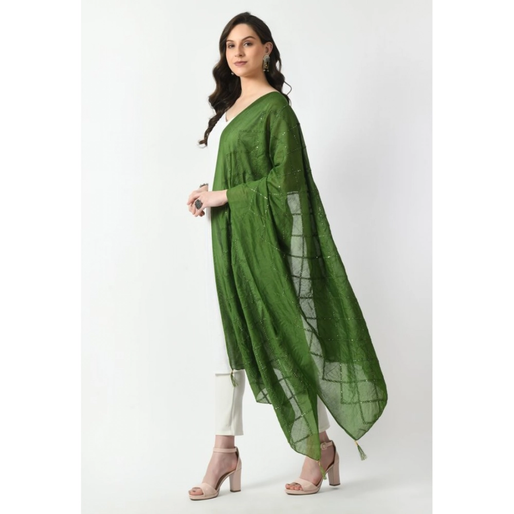 Women's Chanderi Self design Dupatta (Mehandi, Length: Free Size) Women's Chanderi Self design Dupatta (Mehandi, Length: Free Size)