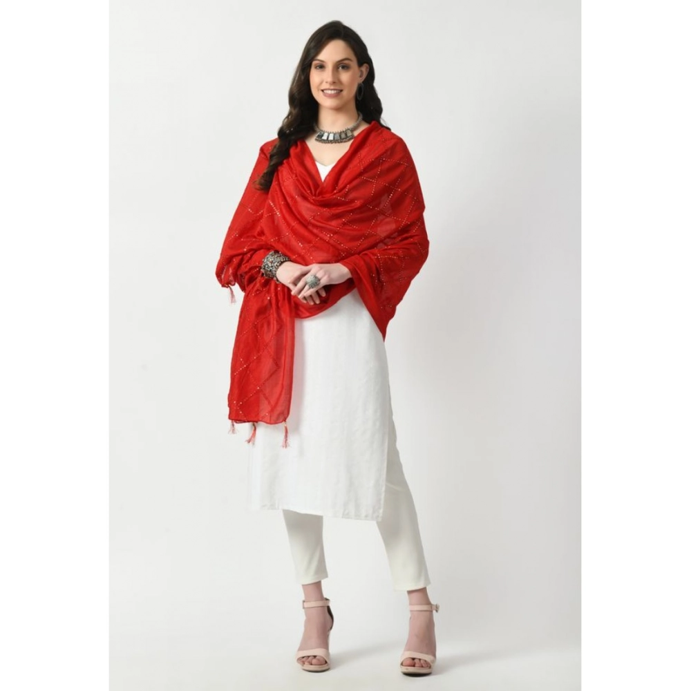 Women's Chanderi Self design Dupatta (Red, Length: Free Size) Women's Chanderi Self design Dupatta (Red, Length: Free Size)