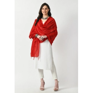 Generic Women's Chanderi Self Design Dupatta (Red, Length: Free Size)