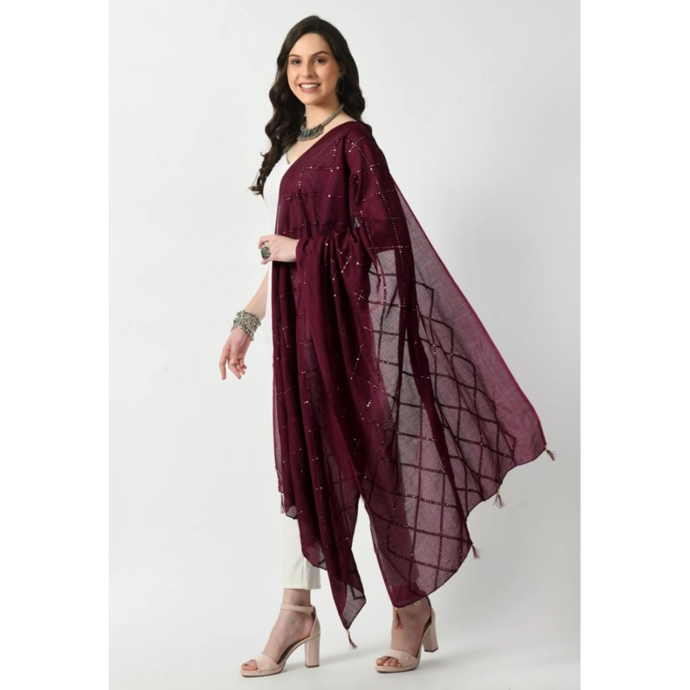 Women's Chanderi Self design Dupatta (Wine, Length: Free Size) Women's Chanderi Self design Dupatta (Wine, Length: Free Size)