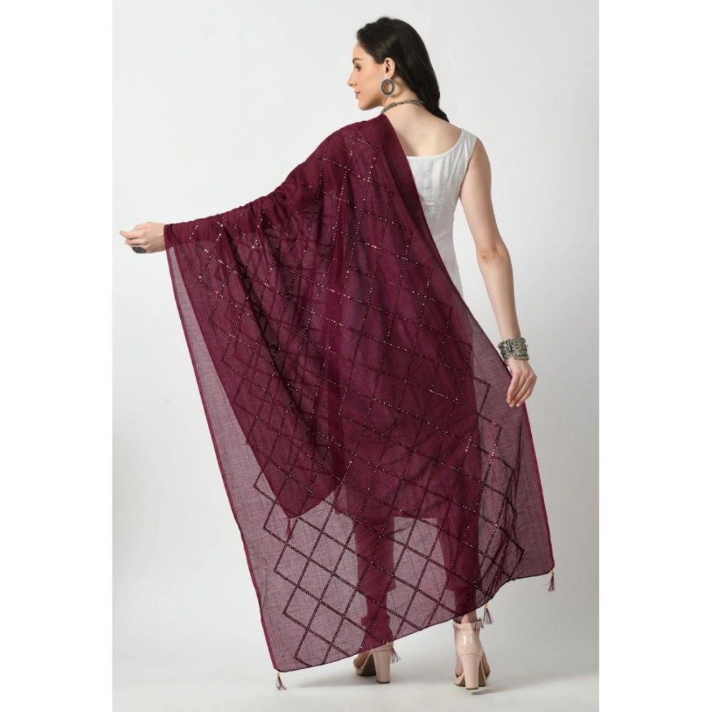 Women's Chanderi Self design Dupatta (Wine, Length: Free Size) Women's Chanderi Self design Dupatta (Wine, Length: Free Size)
