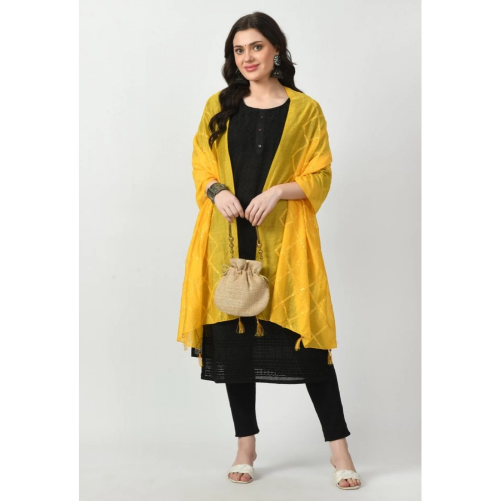 Women's Chanderi Self design Dupatta (Yellow, Length: Free Size) Women's Chanderi Self design Dupatta (Yellow, Length: Free Size)