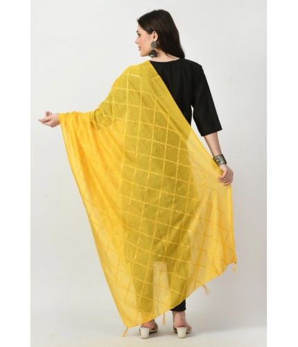 Women's Chanderi Self design Dupatta (Yellow, Length: Free Size)