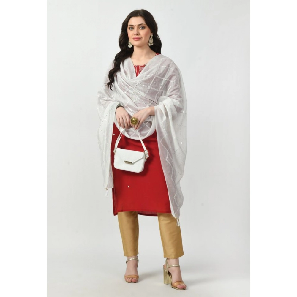 Women's Chanderi Self design Dupatta (White, Length: Free Size) Women's Chanderi Self design Dupatta (White, Length: Free Size)