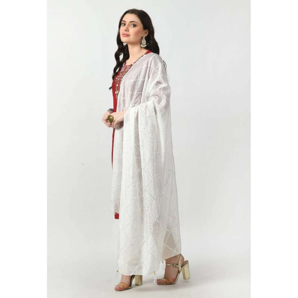 Women's Chanderi Self design Dupatta (White, Length: Free Size) Women's Chanderi Self design Dupatta (White, Length: Free Size)