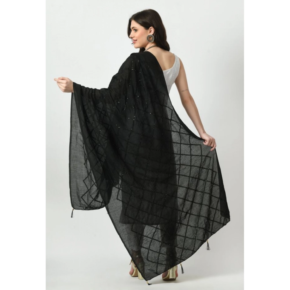 Women's Chanderi Self design Dupatta (Black, Length: Free Size) Women's Chanderi Self design Dupatta (Black, Length: Free Size)