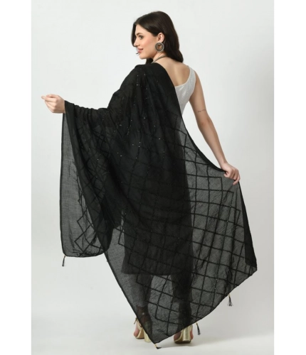 Women's Chanderi Self design Dupatta (Black, Length: Free Size) Women's Chanderi Self design Dupatta (Black, Length: Free Size)