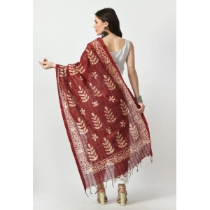 Generic Women's Cotton Printed Dupatta (Maroon, Length: Free Size)