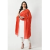 Women's Chanderi Self design Dupatta (Orange, Length: Free Size)