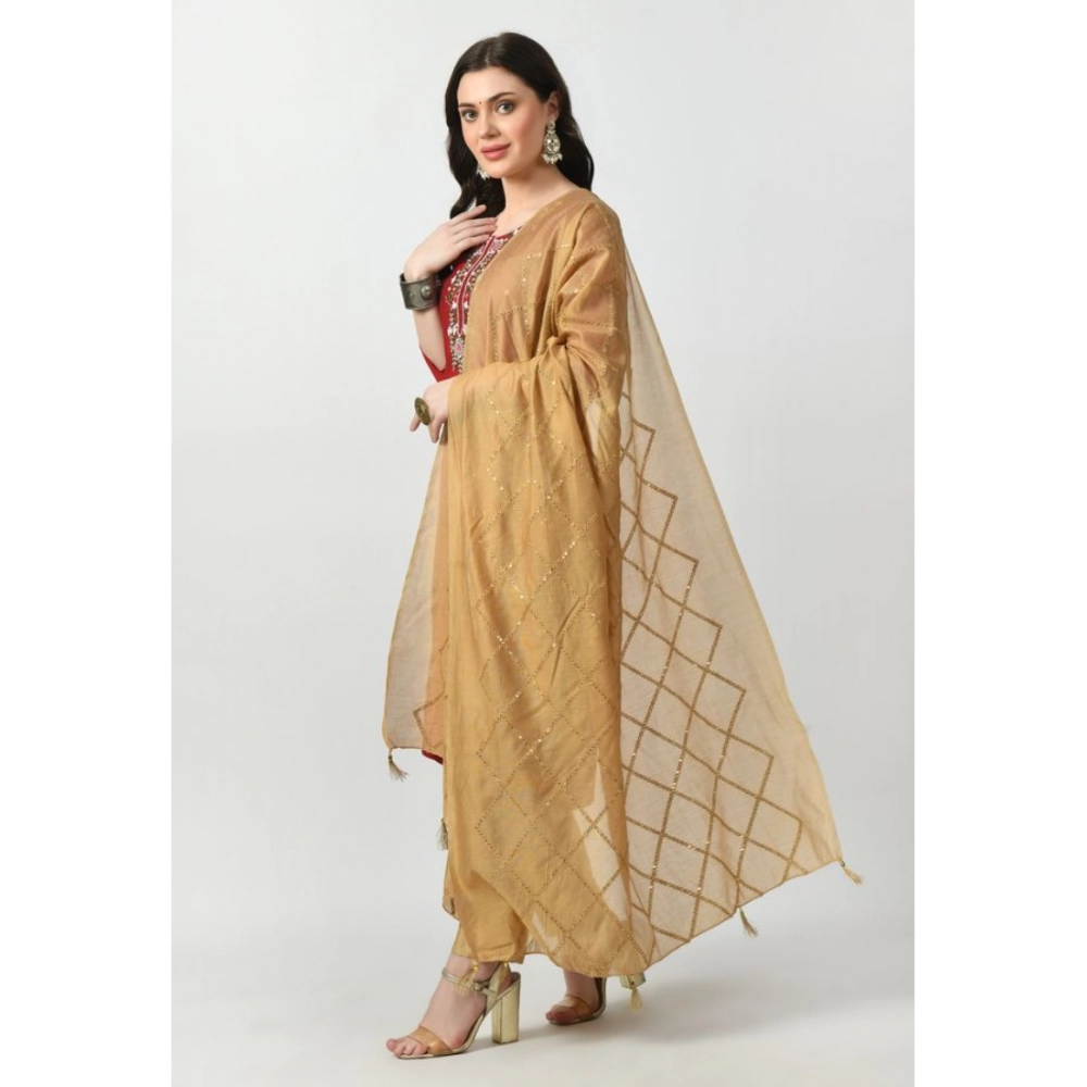 Women's Chanderi Self design Dupatta (Gold, Length: Free Size) Women's Chanderi Self design Dupatta (Gold, Length: Free Size)