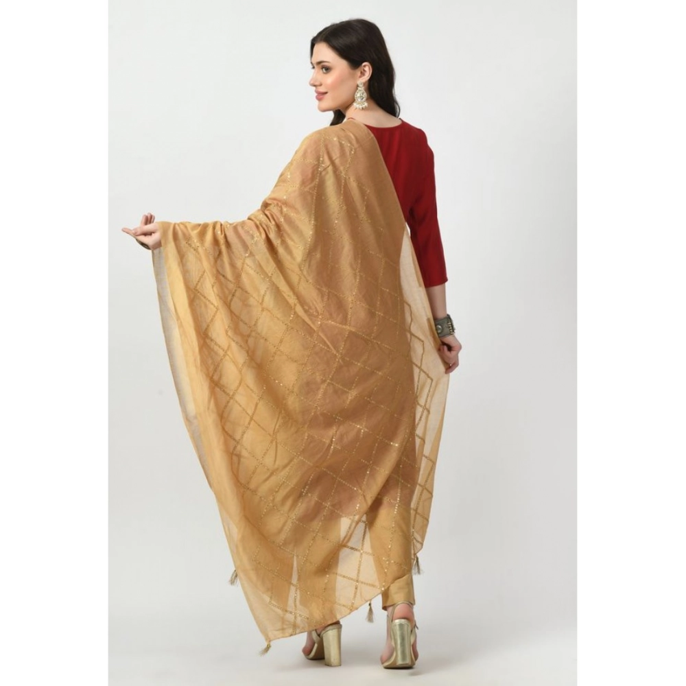 Women's Chanderi Self design Dupatta (Gold, Length: Free Size) Women's Chanderi Self design Dupatta (Gold, Length: Free Size)