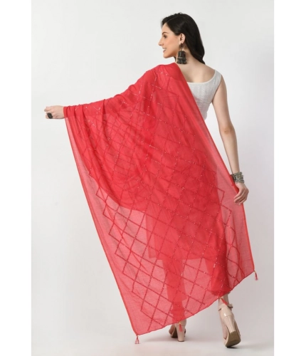 Women's Chanderi Self design Dupatta (Rani, Length: Free Size)