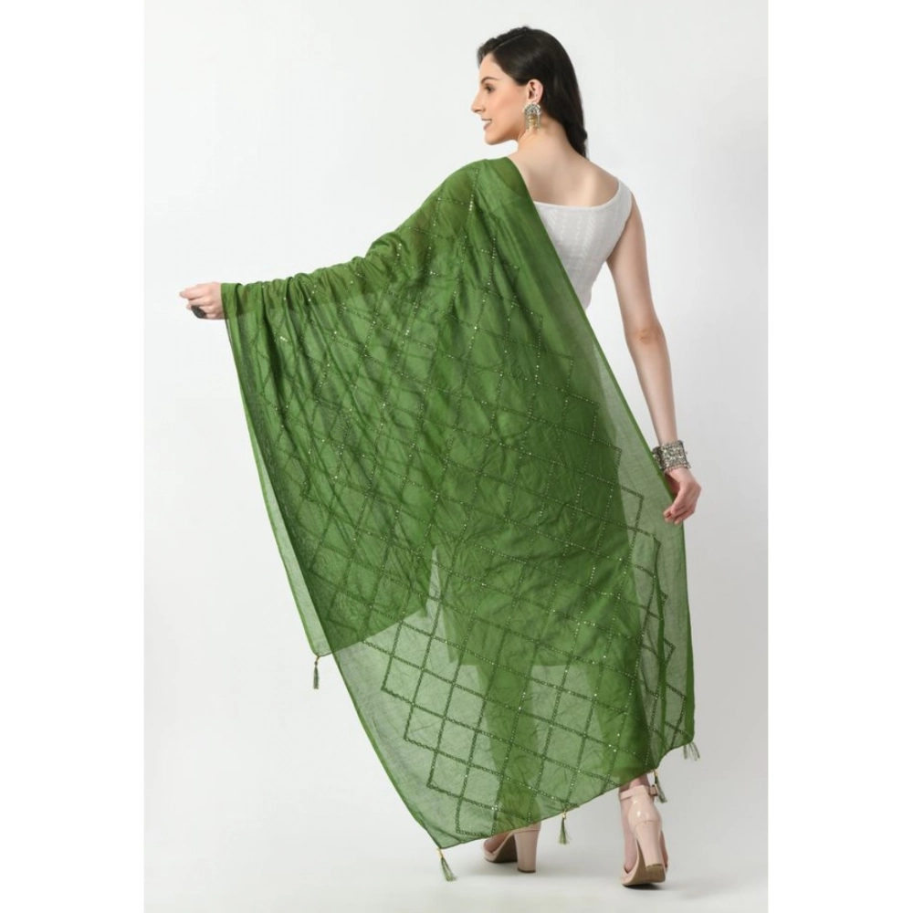 Women's Chanderi Self design Dupatta (Mehandi, Length: Free Size) Women's Chanderi Self design Dupatta (Mehandi, Length: Free Size)