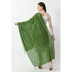 Generic Women's Chanderi Self Degine Dupatta (Mehandi, Length: Free Size)