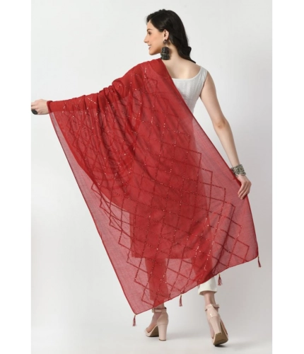Women's Chanderi Self design Dupatta (Maroon, Length: Free Size) Women's Chanderi Self design Dupatta (Maroon, Length: Free Size)