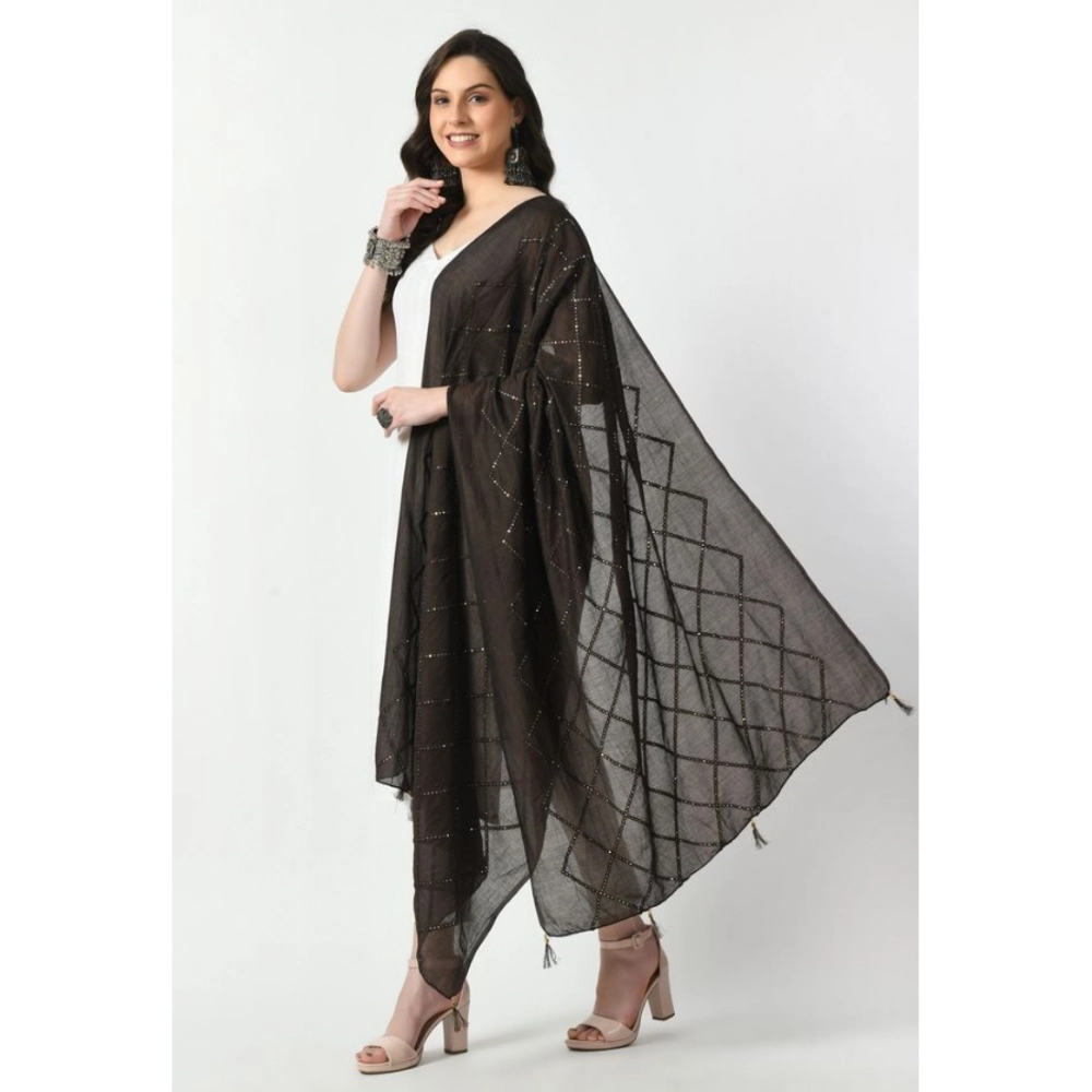 Women's Chanderi Self design Dupatta (Dark Browm, Length: Free Size) Women's Chanderi Self design Dupatta (Dark Browm, Length: Free Size)