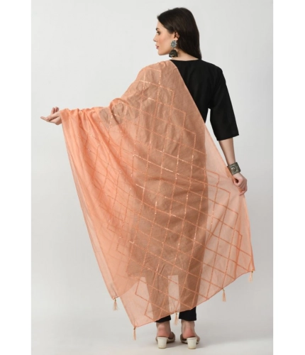 Women's Chanderi Self design Dupatta (Peach, Length: Free Size)