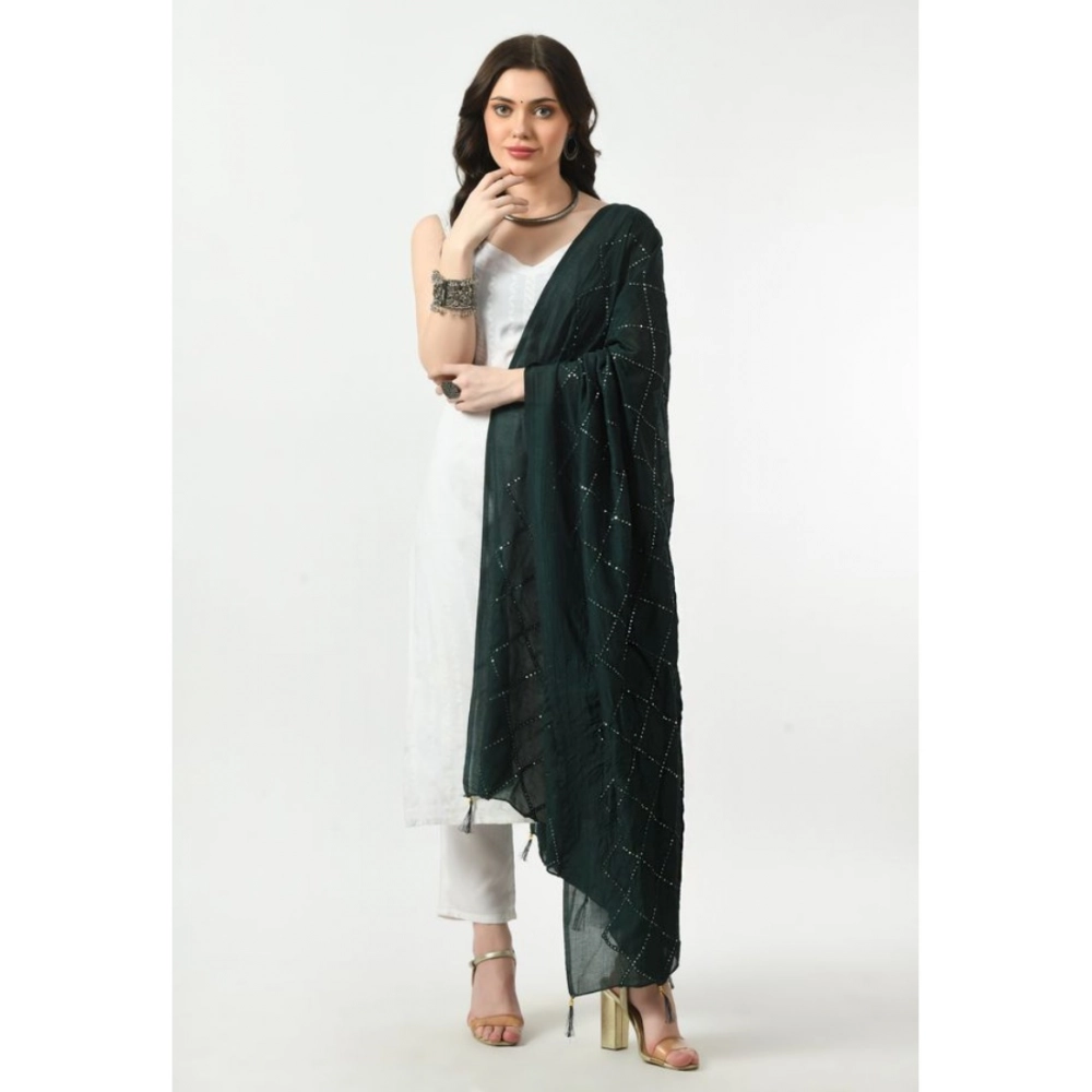 Women's Chanderi Self design Dupatta (Green, Length: Free Size) Women's Chanderi Self design Dupatta (Green, Length: Free Size)