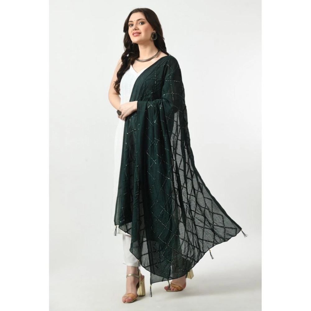 Women's Chanderi Self design Dupatta (Green, Length: Free Size) Women's Chanderi Self design Dupatta (Green, Length: Free Size)