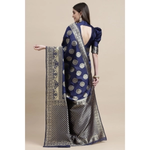 Generic Women's Kanjivaram Silk Designer Weaving Saree With Unstitched Blouse (Blue & Red, 5.50 Mtrs)