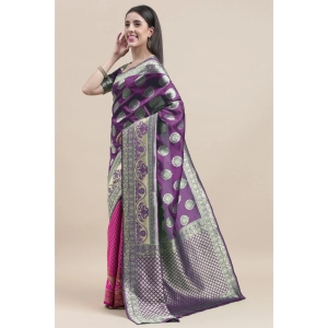 Generic Women's Kanjivaram Silk Designer Weaving Saree With Unstitched Blouse (Voilet & Purple, 5.50 Mtrs)
