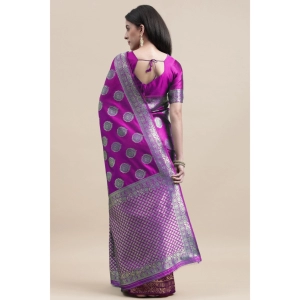 Generic Women's Kanjivaram Silk Designer Weaving Saree With Unstitched Blouse (Purple & Voilet, 5.50 Mtrs)