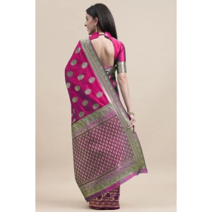 Generic Women's Kanjivaram Silk Designer Weaving Saree With Unstitched Blouse (Purple & Voilet, 5.50 Mtrs)