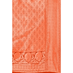 Generic Women's Banarasi Silk Designer Weaving Saree With Unstitched Blouse (Orange, 5.50 Mtrs)